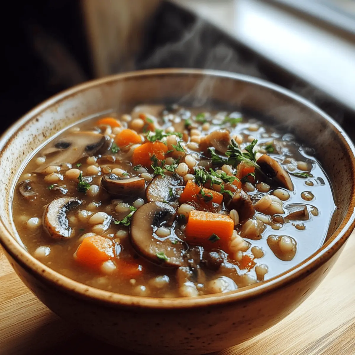 Soupe de champignons et d’orge copieuse en 30 minutes