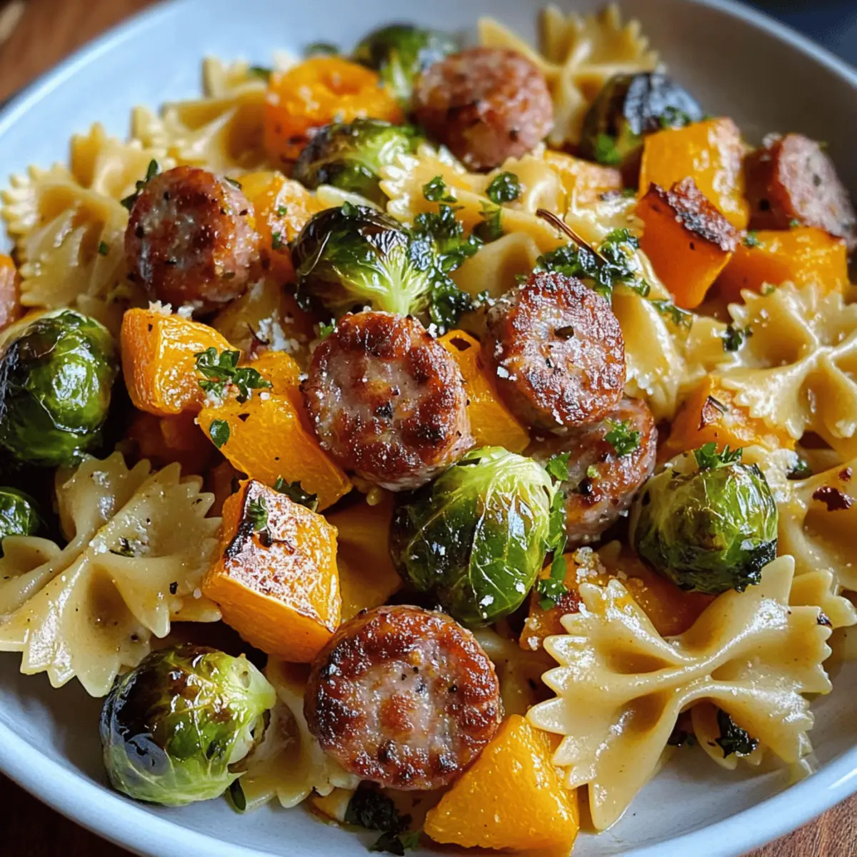 Pâtes aux saucisses d’automne et courge réconfortantes