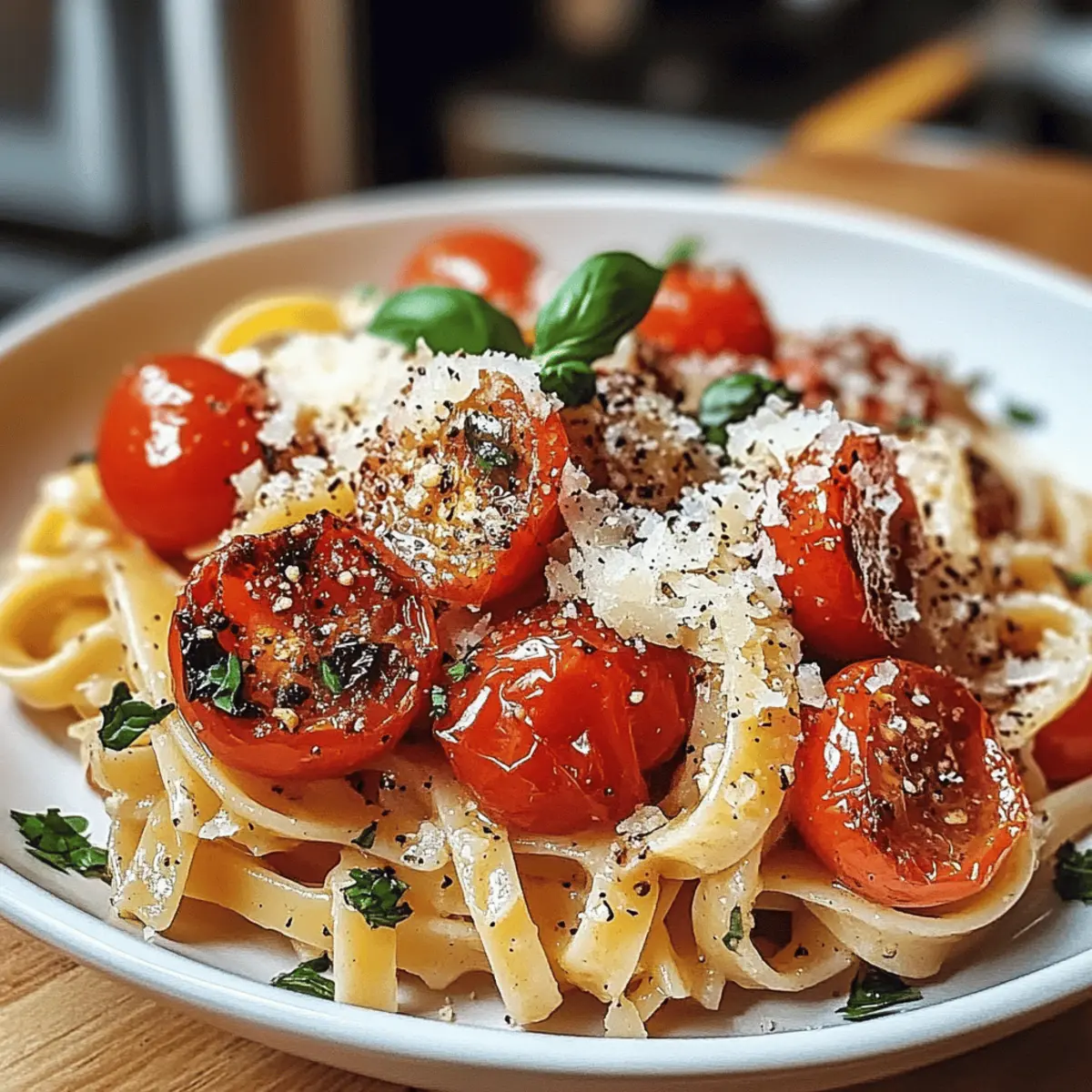 Pâtes aux tomates rôties et à l’ail maison délicieuses