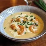 Bisque de crevettes et champagne avec fromage Gruyère