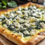 Pizza blanche aux épinards et à l'ail rôti grec