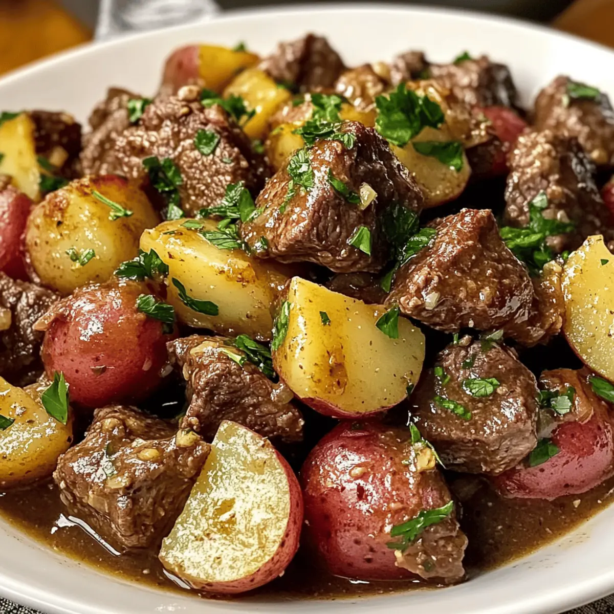 Bouchées de bœuf au beurre à l’ail en cocotte